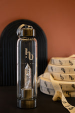 Your perfect pair to amplify your energy: Crystal Water Bottle + Selenite Charging Plate